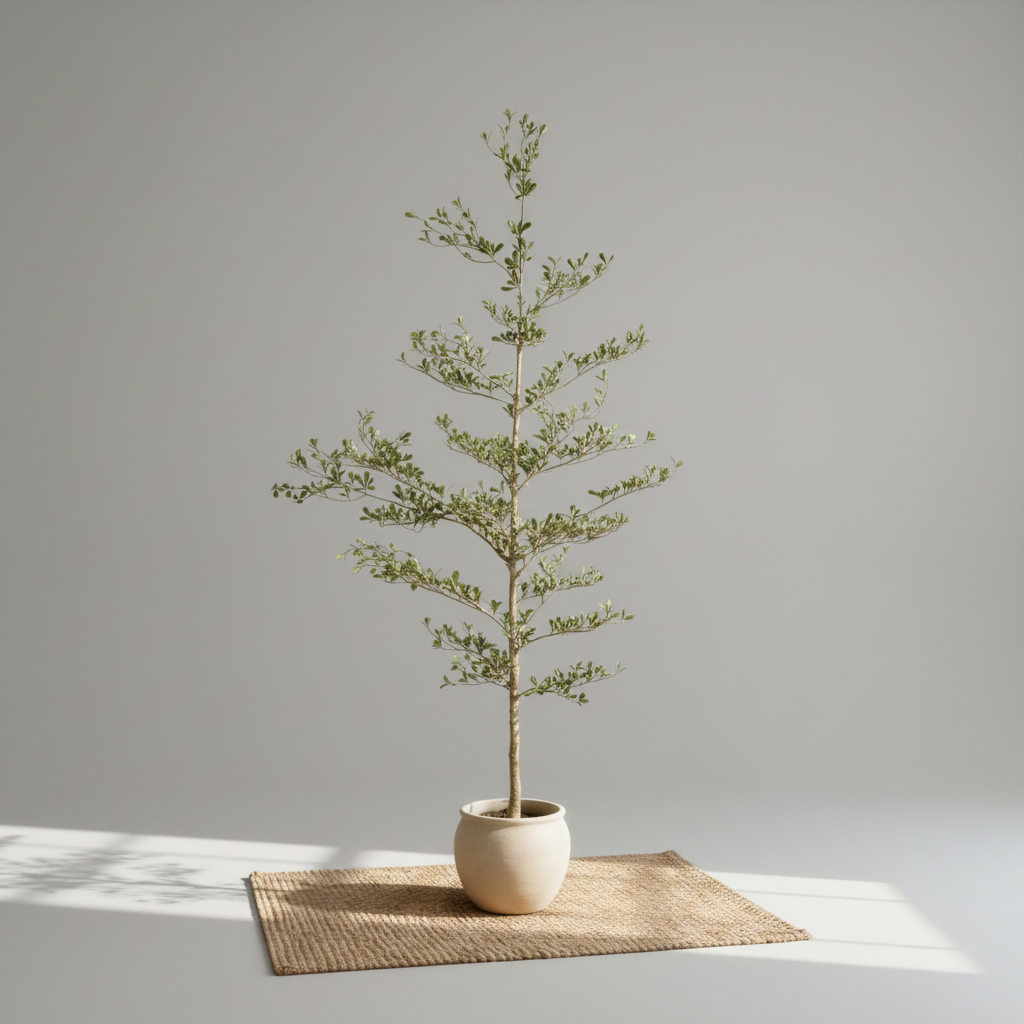 7FT Artificial Black Olive Tree with Black Plastic Pot, Realistic Tall Fake Plant for Indoor Home Living Room Corner Decoration, 1pc/set..