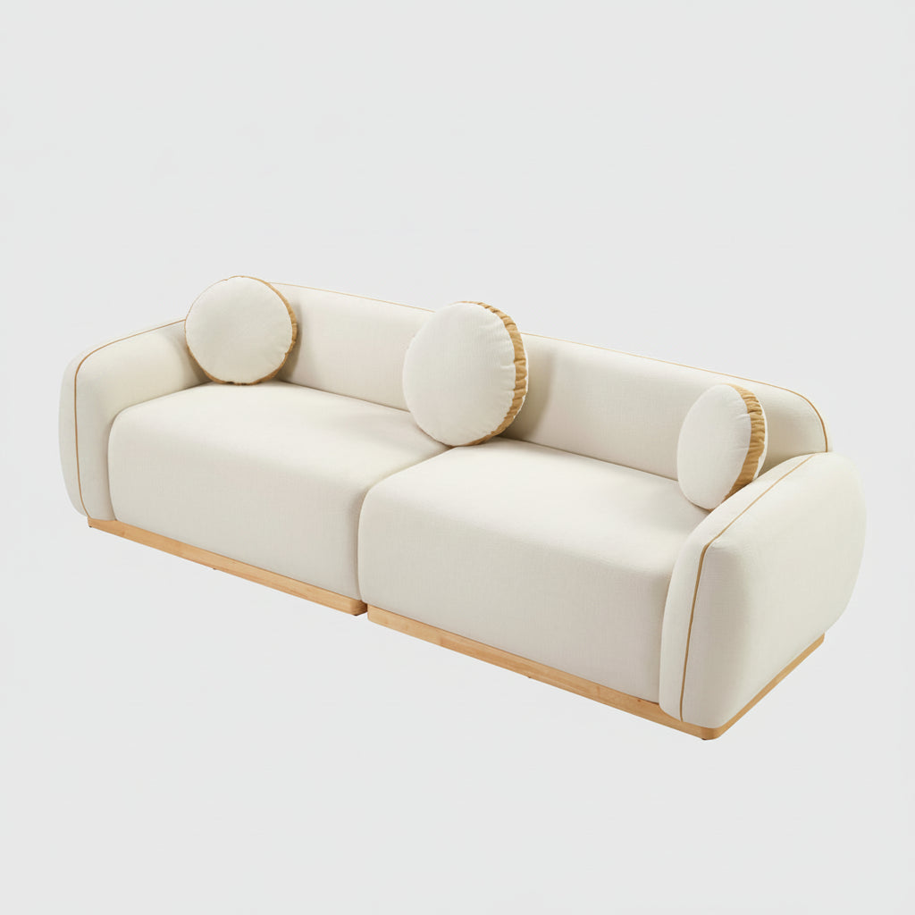 90.94 Modern Sofa Set, 3 Round Accent Pillows For Home Theater Lounge Den Guest Room...