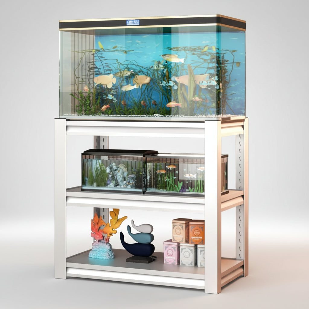 20-30 Gallon Fish Tank Stand - Metal Aquarium Stand, 34 W X 18 D X 31H Adjustable Heavy Duty Reptile Tank Stand, Adjustable 3-Tier Fish Tank Rack Shelf For Home Office, Tank Not Included.