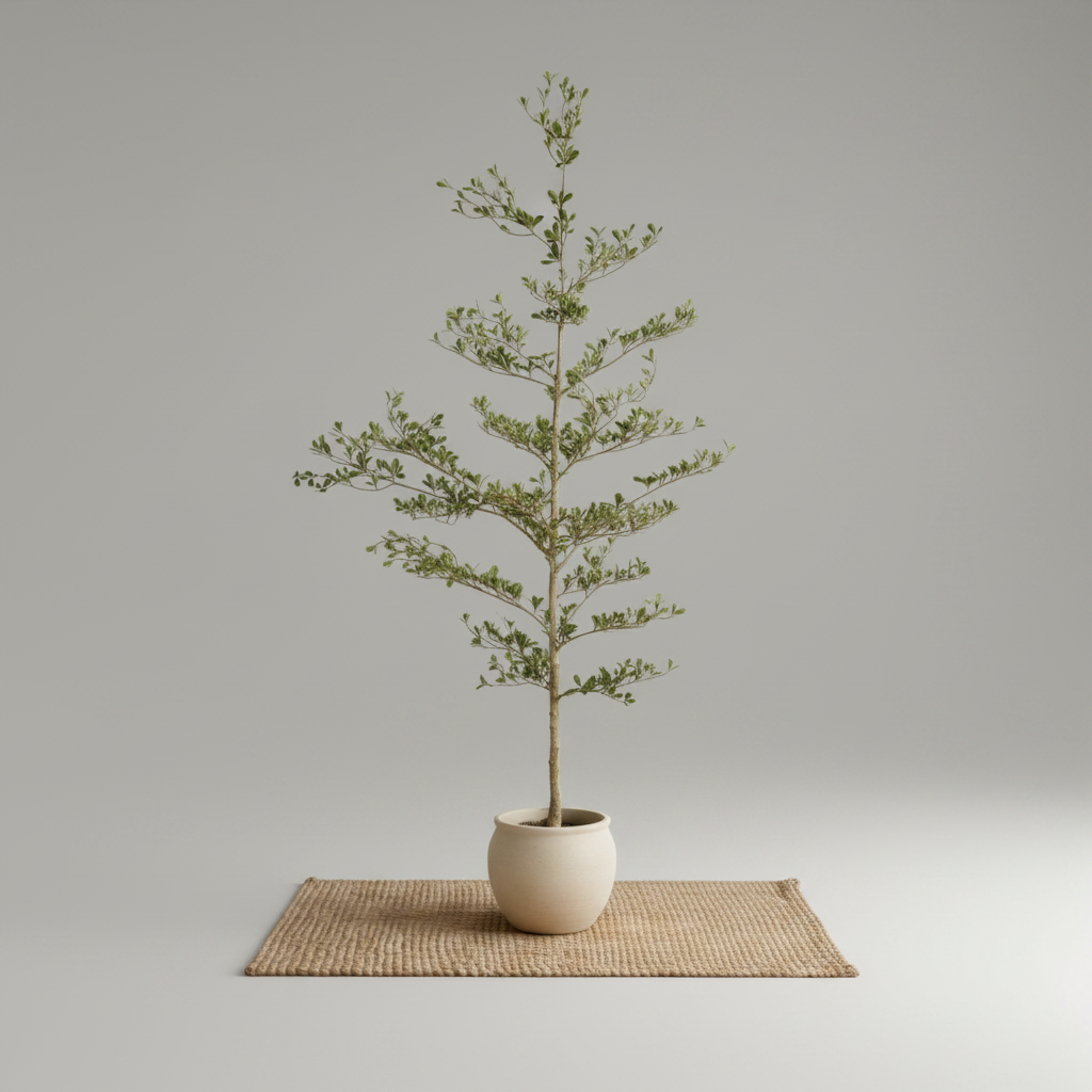 7FT Artificial Black Olive Tree with Black Plastic Pot, Realistic Tall Fake Plant for Indoor Home Living Room Corner Decoration, 1pc/set