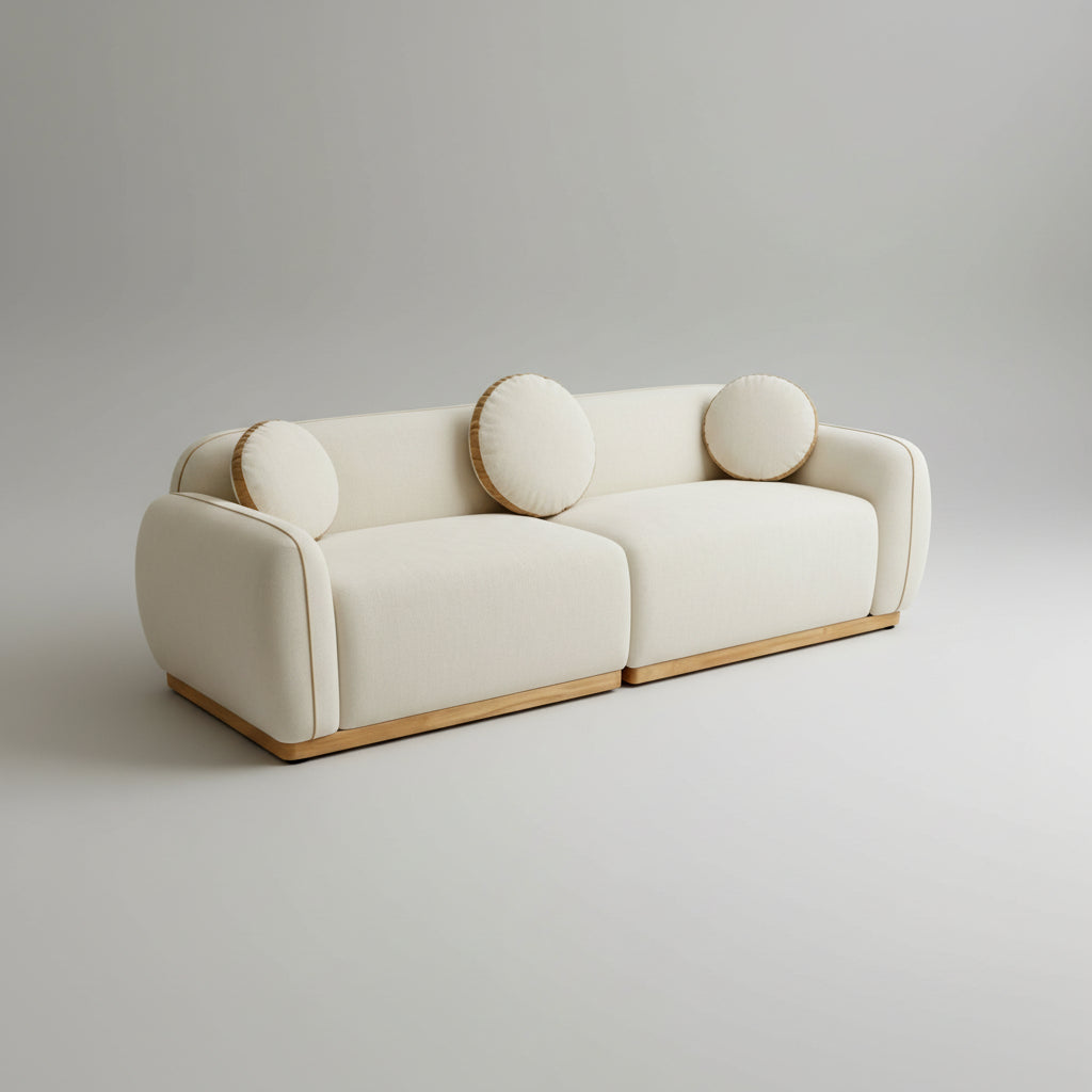 90.94     Modern Sofa Set, 3 Round Accent Pillows For Home Theater Lounge Den Guest Room..